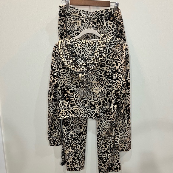 Juicy Couture Pants - Juicy Couture Velour Tracksuit Set Leopard Women’s Sz XL Bling Flare Leg Y2K NWT